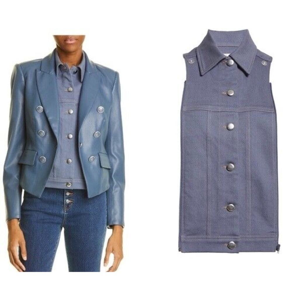 Veronica Beard Stretch Denim Slate Dickey Insert OSFM NWT $250